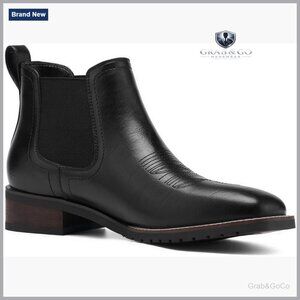 Men's Chelsea Cowboy Boots Square Toe Elastic Ankle Dress Casual Western Booties